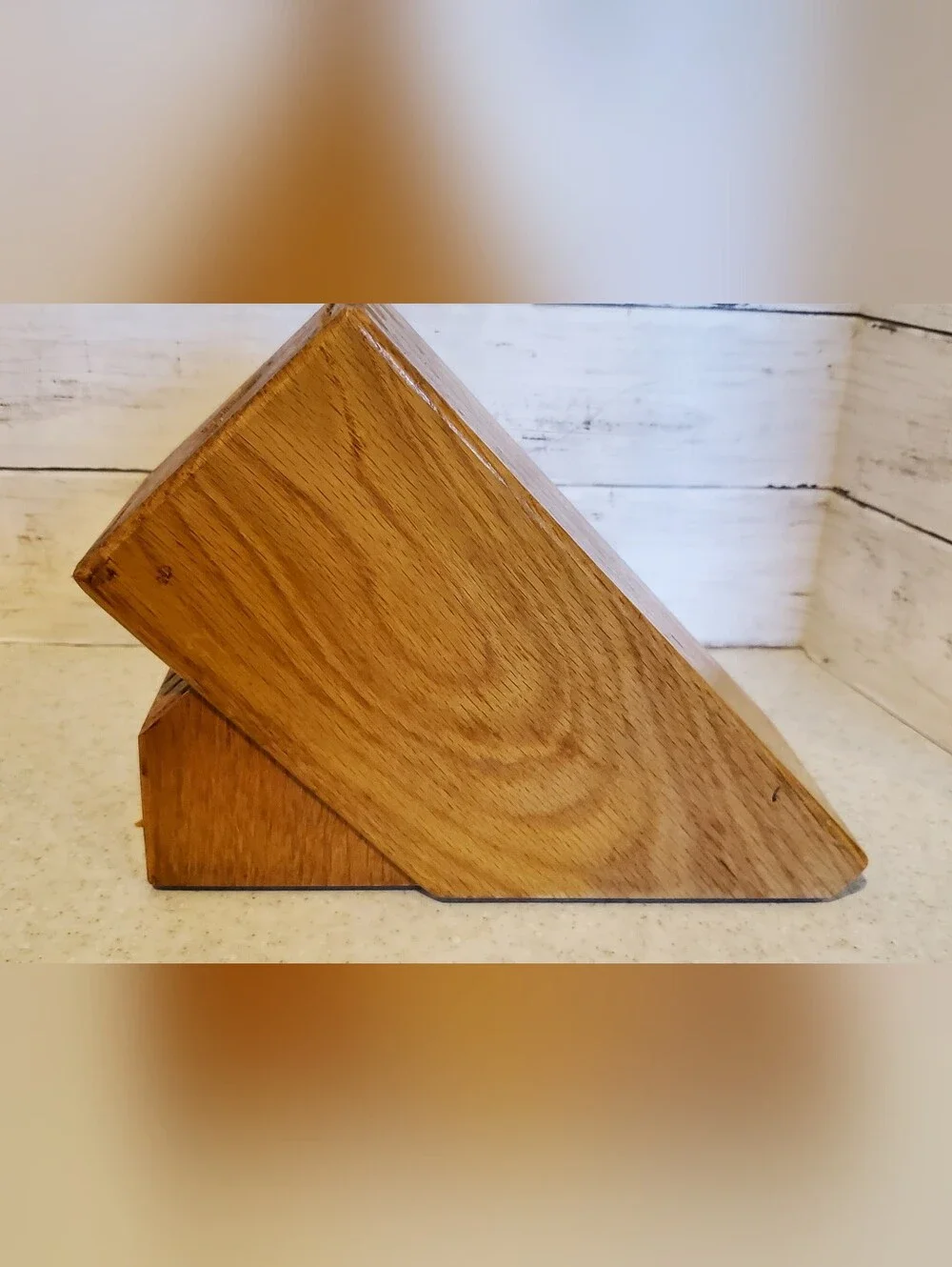 CUTCO 13 Slot Solid Oak Wood Knife Block Holder Storage Honey Oak Empty